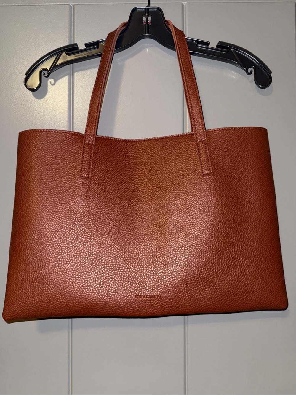 Vince Camuto Chestnut Pebbled Leather Tote
